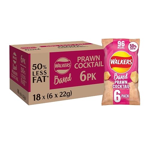Walkers Baked Prawn Cocktail Snacks Crisps 6 x 22g
