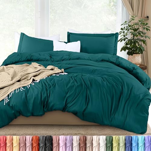 Copripiumino king size, 3 pezzi in poliestere effetto cotone con chiusura a