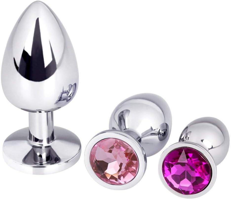 3pcs Luxury Gem Jeweled Design Stainless Steel Set (Pink+Purple+Blue)