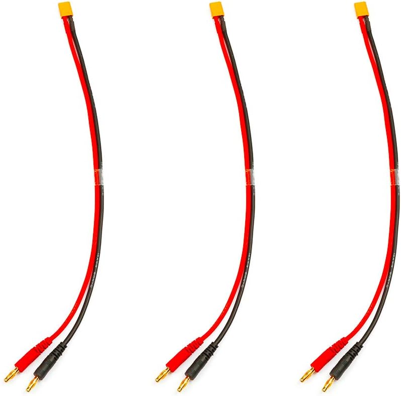 XT30 Charge Cable XT30 Connector to 4mm Banana Plugs Battery Charging Lead Adapter Cable 14AWG 11.8inch for RC Helicopter Quadcopter Lipo Battery (Pack of 3)