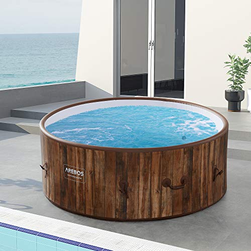 Arebos aufblasbarer Whirlpool | extra dünn | In- & Outdoor | 7 Personen | ⌀ 180 cm | Drop-Stitch-Technologie | 130…