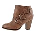 Forever Women's Buckle Strap Block Heel Ankle Booties, Tan 9