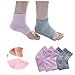 EXPER Moisturizing Gel Heel Socks for Dry Cracked Heels Damaged Cuticles and Calluses Skin Pack of 2 Pair (Pink + Grey)