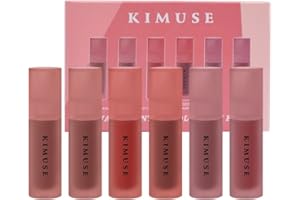 KIMUSE Water Gel Lip Tint 6 Colors Set, Highly Pigmented Long Lasting Moisturizing Glossy Lip Stains, Hydrate Lightweight Lip Gloss Makeup