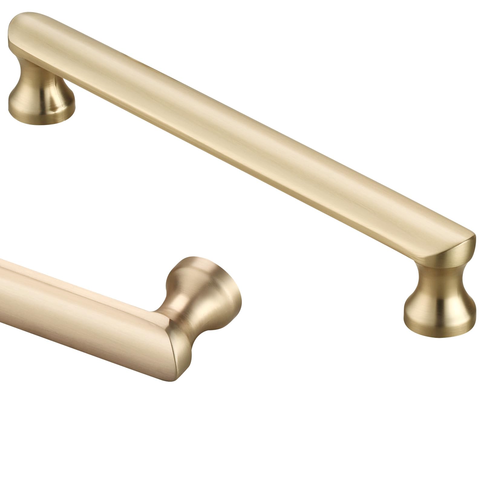 Photo 1 of DYLIUM Gold Cabinet Handles - 10 Pack, 5 Inch (128mm) Hole Spacing, Brushed Brass and Gold Drawer Pulls
