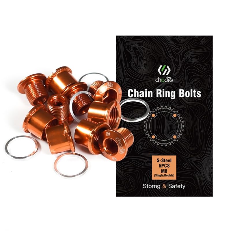 CNCLOL Single/Double Chainring Bolts,M8 Bike Chainring Bolts&Nuts For MTB/BMX/Bicycle（Black/Blue/Orange/Red/Colour）