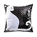 Ashler Halloween Set of 2 Magic Reversible Sequin Mermaid Throw Pillow Covers Spider and Cat for Haunted House Decoration 18 x 18 Inches 45 cm x 45 cm