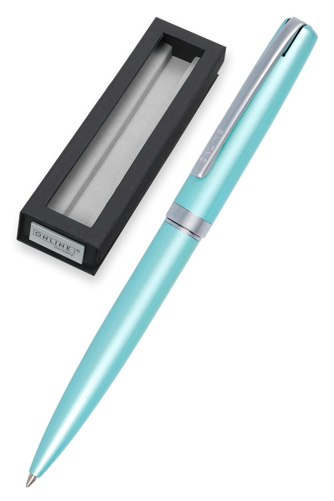 Online Eleganza Ballpen I Satin Turquoise I Replaceable Large Refill I Metal Biro I Ink Colour Black I Retractable I Ballpoint Pen In Gift Box