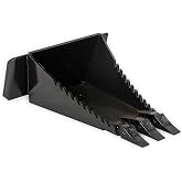Titan Attachments Mini Skid Steer Stump Bucket Attachment, Stump Bucket for Compact Skid Steer with Toro Style Mounting, Serrated Leading Edge &amp; Replaceable Teeth, Durable Mini Excavator Bucket