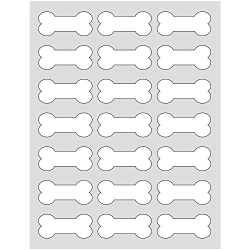 105 Printable Dog Bone Labels, 2.4" x 1.1" Inches, White