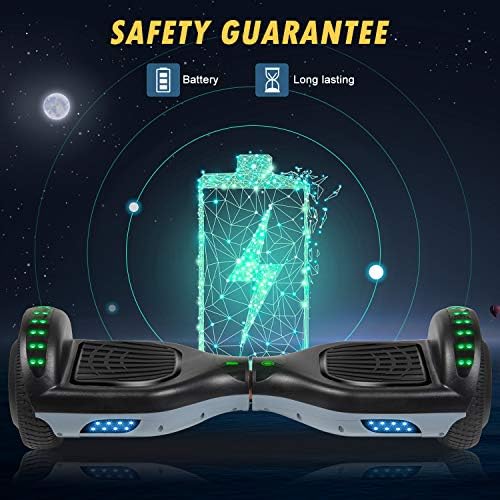 SISGAD Hoverboard, Gyropode électrique 6,5 Pouces Hoverboard Hover Scooter Board avec Musique Bluetooth, lumières LED et Moteur Puissant pour Enfants et Adolescents