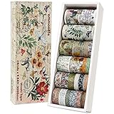 24 Rolls Vintage Washi Tape Set, Floral Letter