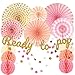 SMILING KOALA | Baby Shower Decorations for Girl | Pink and Gold Baby Shower Decorations | Ready to Pop banner | Paper fans | Honeycomb | Garland | Girl Baby Shower decorations | 15 pieces