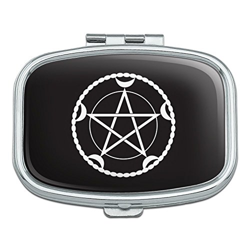 Pentacle Pentagram Moon Goddess Wiccan Witch Nature Rectangle Pill Case Trinket Gift Box