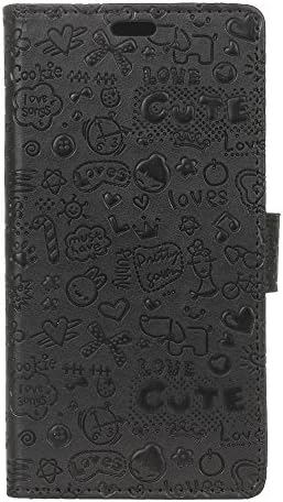 Topratesell Stand Feature Little Witch Pattern Premium PU Leather Wallet [Card/Cash Slots] Protective Flip Fold Wallet Pouch Case for Alcatel Pixi 3 (4.5") / 4027N (Black)
