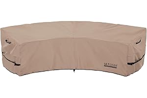 ULTCOVER Patio Curved Sofa Cover Waterproof for 3-4 Seater Outdoor Sectional Furniture Couch 126"(Back Arc Length) / 82"(Fron