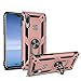 for Huawei Y9 (2019) Case Heavy Duty Shockproof 360 Degree Rotating Metal Ring Kickstand Hybrid Protection Cover Compatible with [Magnetic Car Mount] for Huawei Y9 2019 (Pink)