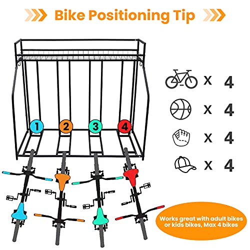 sanheshun Garage Bike Rack, 4 Bicycle Organizer Bike Floor Stand for