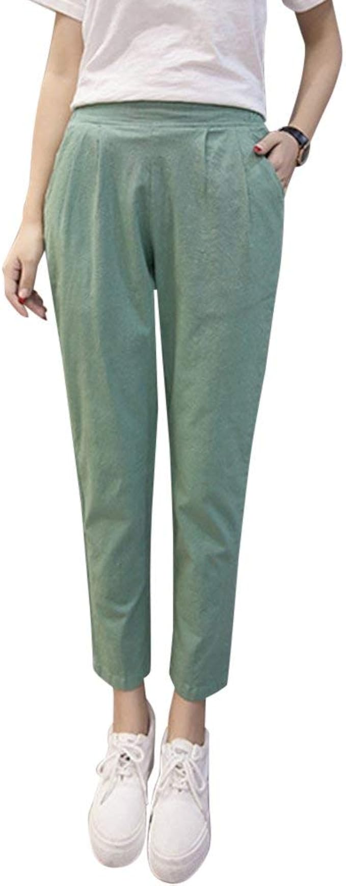 Leinenhose Damen Mit Schmetterlings-Druck - Bequeme Sommer-Haremshose