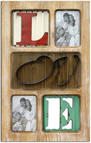Love Decorative Wooden Photo Collage 14 x 22 x 1 Inches With 3D Metal Letters