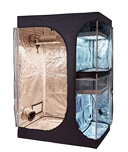 Oppolite 48"x36"x72" 2-in-1 Hydroponic Indoor Grow Tent Room Propagation High Reflective 600D Diamond Mylar Growing Plant w/Metal Corner (48"X36"X72")