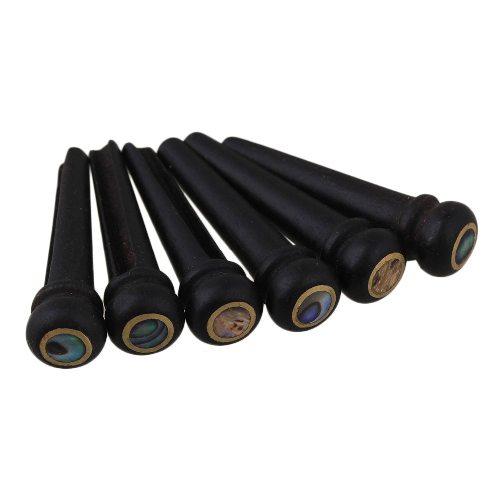 BQLZR Acoustic Guitar Ebony Bridge Pins With Abalone Dot And Circle Skirt Pack of 6