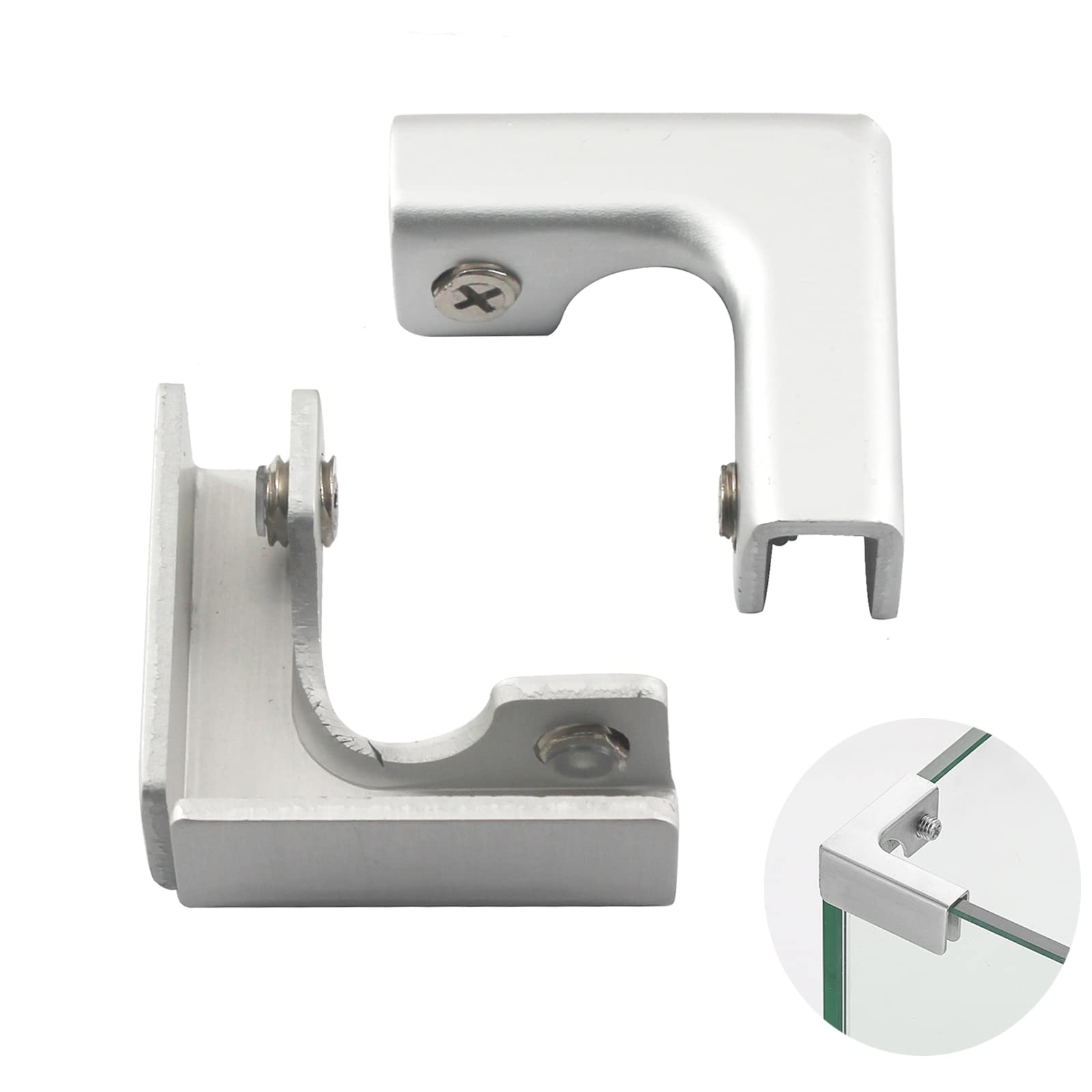 L Shape Glass Clamp Aluminium Alloy Glass Support Bracket Fit for 8-12mm Glass Thickness (Pack of 4)