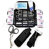 Tactical Black Emergency Survival First Aid Kit with Military Molle Compatible Pouch + Tourniquet One Handed - Ideal Gift for Hunting, Fishing, Firefighter, Police and EMT - STOP THE BLEED KIT