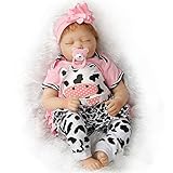 SanyDoll Reborn Baby Doll Soft Silicone 22inch 55cm Magnetic Lovely Lifelike Cute Lovely Baby Pink Sleeping Baby