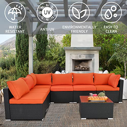 ESSENTIAL LOUNGER 7 Pieces Outdoor Patio Furniture Set, All Weather Sectional Sofa Set PE Rattan