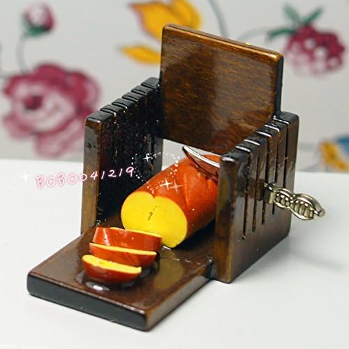 Bobominiworld A Wooden Bread Board With Knife Dollhouse Miniatures Decoration 1:12 Scale Length 4cm Brown
