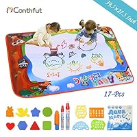 Doodle Drawing Mat, Conthfut Water Doodle Mat 39.5" X 27.5" in 9 Colors Aqua Magic Mat Educational Toys for Boy Girl Toddlers Age 1- 12