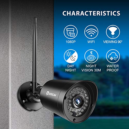 1080P Wireless Security Camera with Crystal Glass 3MP HD Lens, Full HD 1080P Night Vison up to 98ft,Support SD Card Storage, Black