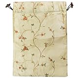 Wrapables Beautiful Embroidered Silk Travel Bag for Lingerie & Shoes - Beige