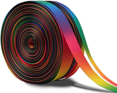 Rainbow Solid Grosgrain Ribbon Double Face Colorful Printed 50yd-1/2" Width For DIY Handmad-Grosgrain Ribbon
