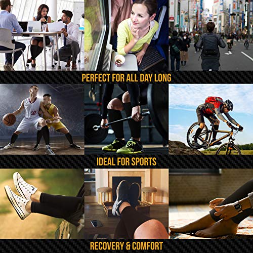 Calf Compression Sleeve for Men and Women - 1-Pair, 23-32 mmHg - Footless Socks for Shin Splint and Leg Cramps Pain Relief, Running, Sports, Travel - Black, X-Large