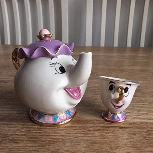 Best Quality - Mugs - Beauty And The Beast Mrs Potts Chip Coffee Tea Set Pot Cup Mug Porcelain Kettle 18K Gold-plated Ceramic Xmas Gift - by LINAE - 1 PCs