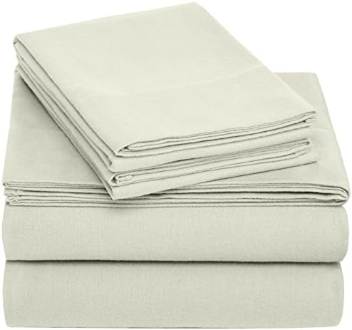 Amazon Brand – Pinzon Cotton Flannel Bed Sheet Set - Full, Sage