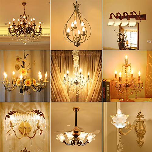 Sailstar Dimmable Candelabra LED Bulbs, 40W Equivalent, 4 Watt Warm White 2700K, Edison Chandelier Light Bulb, E12 Base Filament Flame Tip, 400 Lumen, 6 Pack - Thumbnail 2