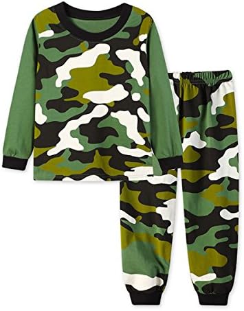 Boy's Camouflage Pajamas 100% Cotton Long Sleeve Clothes Toddler Kids Sleepwear Size 2T-7T (Camouflage, 2T)