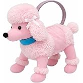 Pink Poodle Purse | Poodle Dog Handbag | Poodles Purse for Women | Dog Shaped Handbag | Plush Dogs Purses | Stuffed Animal Pocket Book | Animal Hand Bags | Zippered Small Pouch | Pink | 15"