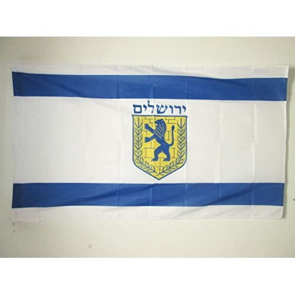 AZ FLAG - Jerusalem Flag - 2x3 Ft - Jerusalem Banner with Sleeve - 100% Polyester - Fade Resistant - Vivid Colors - 2' x 3' Feet - 90x60 Cm