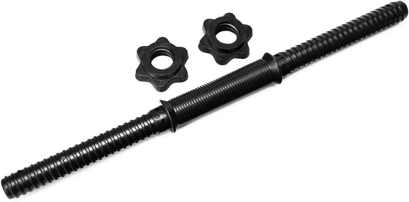 Hioffer 17.7"(45cm) Chrome Dumbbell Bars for Exercise with Spinlock Collars Weight Lifting Threaded Dumbbell Handle