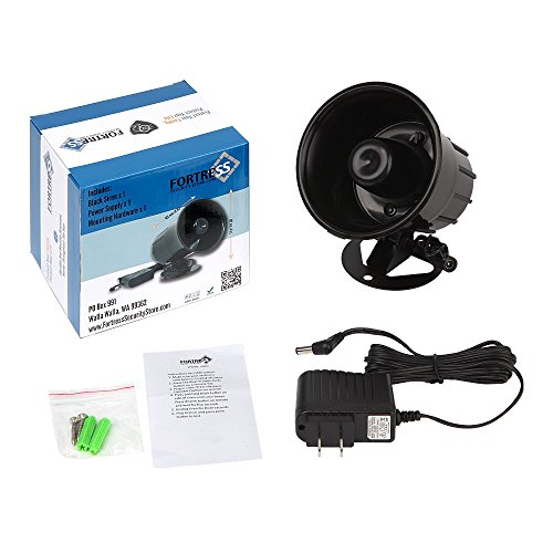 Fortress Security Store (TM) Loud Indoor/Outdoor Weatherproof Black Siren for DIY S02/GSM Home and Business Alarm Security Systems