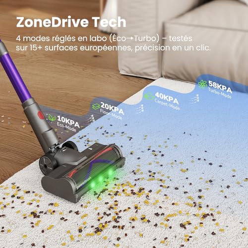 Circlio 600W/58000Pa/75min Cordless Vacuum Cleaner Powerful Wireless Vacuum Cleaner with Smart LED Display, Anti-Tangle Brush, Charging Station, for Carpets, Hard Floors, Pet Hair