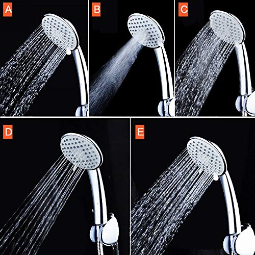 Bath Shower Head - Adjustable Hand Shower Head Top Spray + High Pressure Boosting Water Saving Filter Balls Beads + High Turbo Pressure Shower Head + Hose Push On Mixer Hairdresser Pet (A)