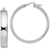 The Black Bow 6mm Polished Round Hoop Earrings in Sterling Silver 35mm (1 3/8 in)