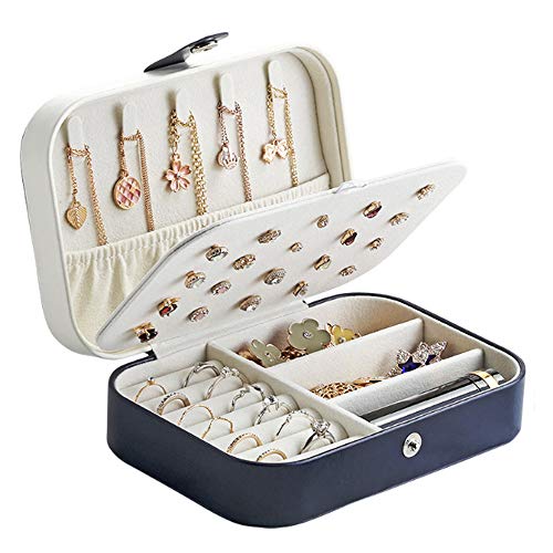 LOBKIN Scatole portagioie Gioielli da Viaggio da Donna Organizzatore Organizzatore Gioielli Scatola immagazzinaggio Piccole Dimensioni Scatola di Gioielli per Anelli Orecchini Collane Bracciali (Blu)