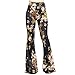 SMT Women's High Waist Wide Leg Long Bell Bottom Yoga Pants Large Romantic Rose (Black) Blush