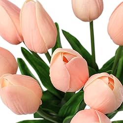 20 Pcs Pink Tulips Artificial Flowers Real Touch
